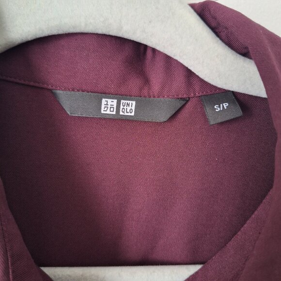Uniqlo WOMEN'S RAYON LONG SLEEVE BLOUSE - Size S (Wine) - Picture 4 of 8